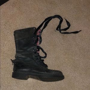 Broken in Dr Marten high combat boots